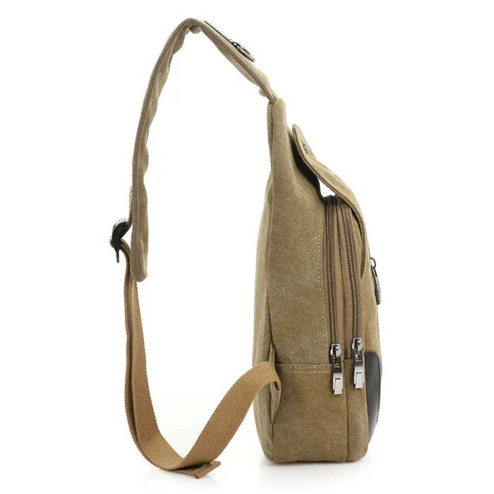 Cloth shake 2017 new casual Men's Canvas PU Leather Messenger Shoulder Back pack Sling Chest Bag