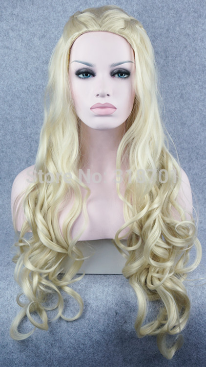 Wig cosplay Game of Thrones Daenerys Targaryen Jon Snow Cersei Lannister Long Wavy Blonde Wig with braid Anime Cosplay wig