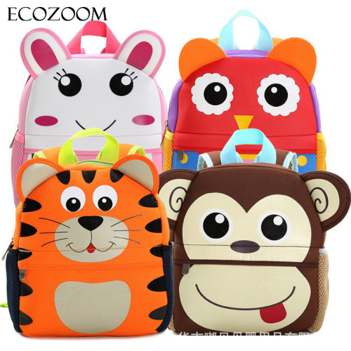Children 3D Cute Animal Design Backpack Toddler Kid Neoprene School Bags Kindergarten Cartoon Comfortable Bag Giraffe Monkey Owl
