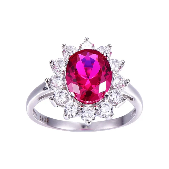 Red Ruby Sun Flower 925 Sterling Earrings Silver Necklace Women Bijoux 2016 New Trendy Jewelry Ring Bridal Fine Jewelry Sets