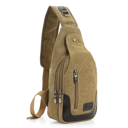 Cloth shake 2017 new casual Men's Canvas PU Leather Messenger Shoulder Back pack Sling Chest Bag
