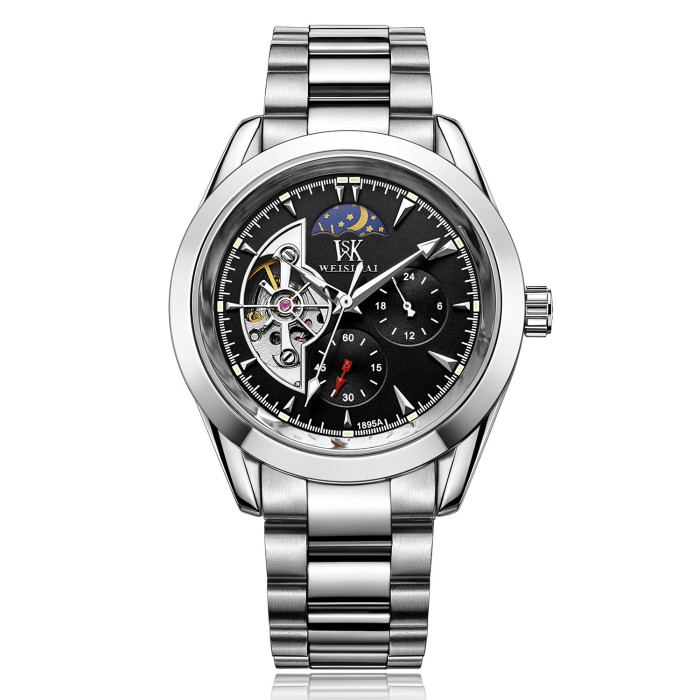 Genuine Weisikai men really nail strip stars hollow luminous automatic mechanical watches