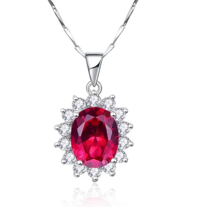 Red Ruby Sun Flower 925 Sterling Earrings Silver Necklace Women Bijoux 2016 New Trendy Jewelry Ring Bridal Fine Jewelry Sets