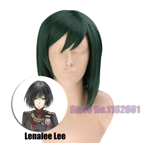 Lenalee Lee Synthetic Straight 40cm Anime Cosplay Long Green Wig For Costume Party W0095