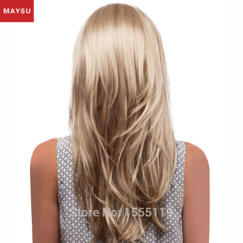 Long Human Hair Wigs For Women Elegant MAYSU Hair Products Classic Brazilian Hair Blonde wig Elasticated Net European Style