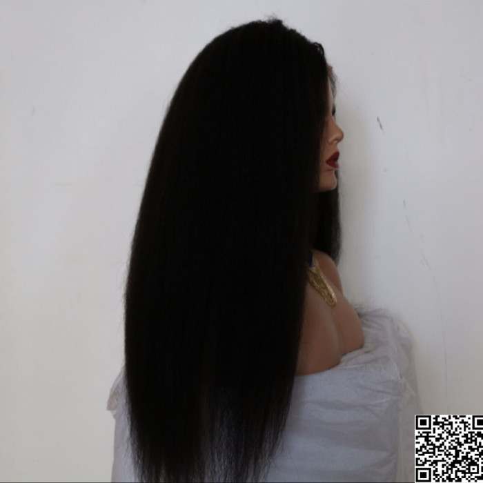 Kinky Straight Wig 8A Grade Brazilian Full lace Wigs Unprocessed Virgin Human Hair Wig With Baby Hair For Black Woman