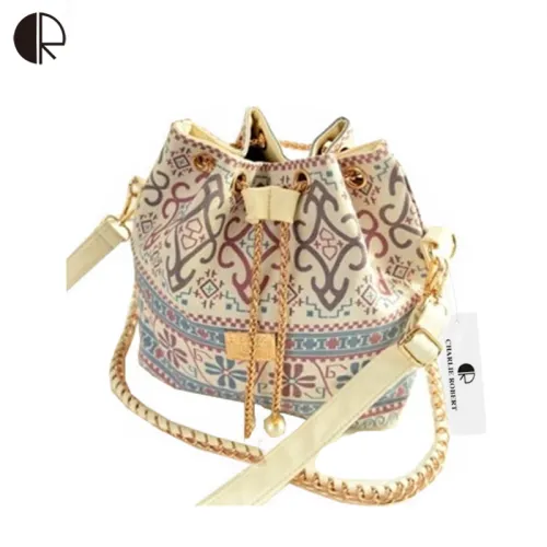 USUN Promotion Hot Women Chains Fashion Bucket Bag Canvas Patchwork Houndstooth Brand Messenger Bag Bolsas BS391
