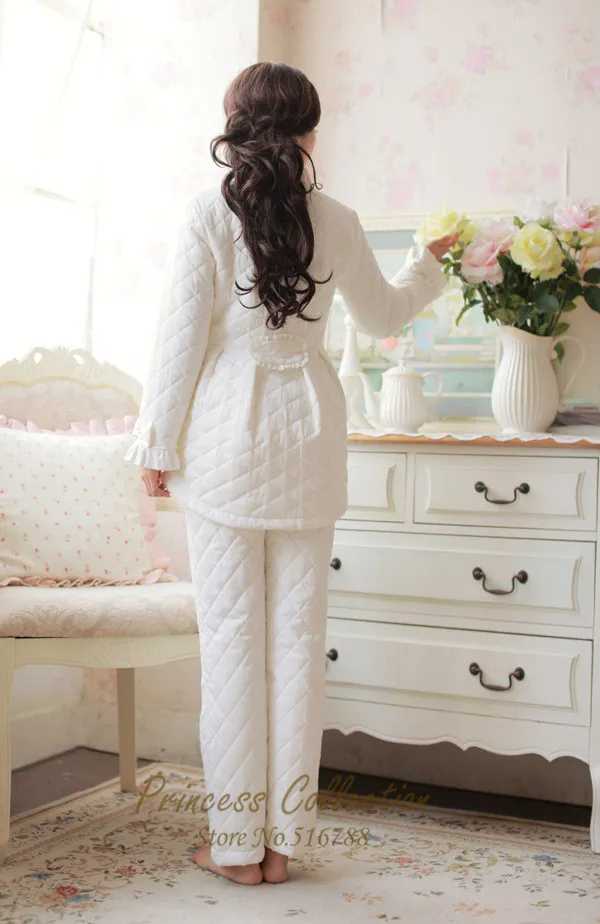 Free Shipping 100% Cotton Princess Women's Winter Sleepwear Pajamas Set Home Coth camisolas de dormir