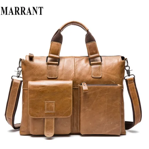 Genuine Leather bag leather men Shoulder crossbody bags briefcases laptop business men's travel bags tote Men messenger bag 2017
