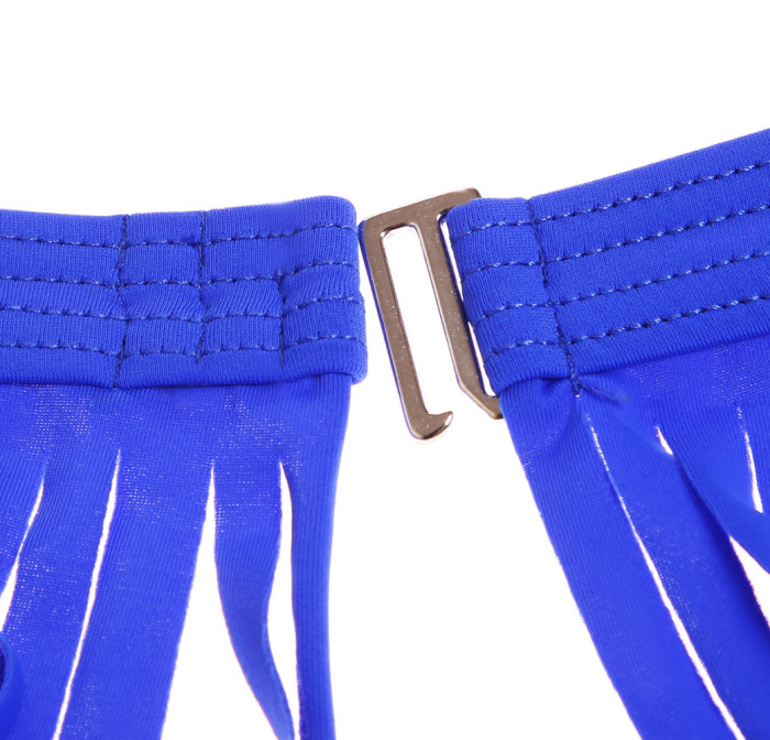 Royal Blue 2pcs Fringe Halter Bikini Swimsuit