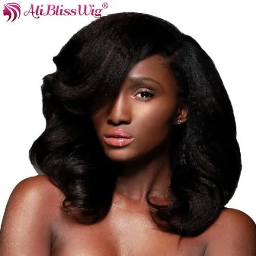 150 Density Italian Yaki U Part None Lace Wigs High Density Soft Virgin Remy Brazilian Glueless U Part Human Hair Wig