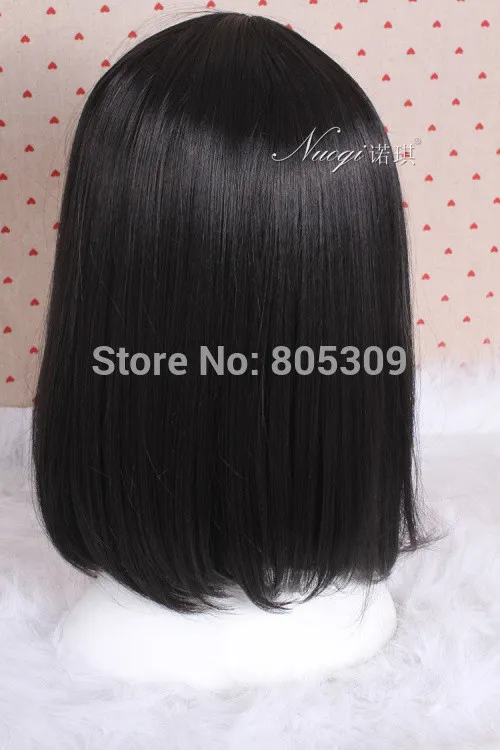 Free Shipping Fashion 40CM Synthetic Black Attack on Titan Mikasa Ackerman Cosplay Wig