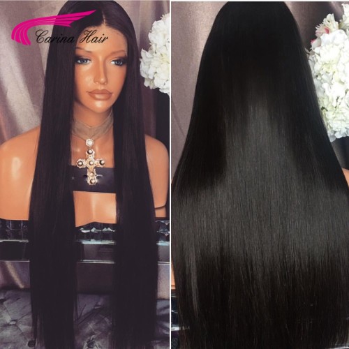 150 Density Brazilian Virgin Human Straight Hair Full Lace Wigs Glueless Human Hair Front Lace Wig For Black Women free shipping