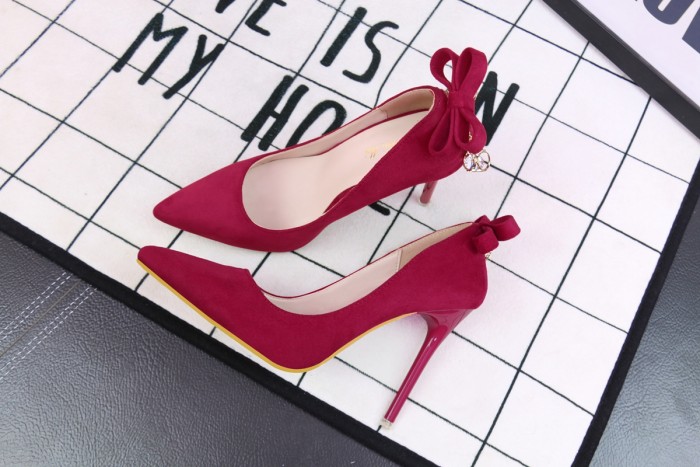 Asmxing 11CM Suede Sweet Shallow Pointed Dress Elegant Sandals