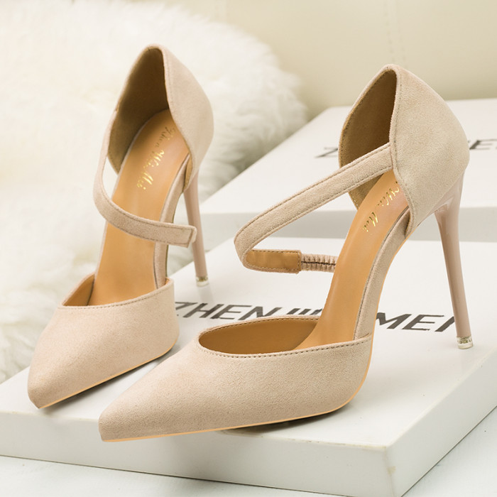 Asmxing 11CM Sexy Shallow Straps Pointed Hollow Sidecut Dress Wedding Party Elegant Heeled Sandals