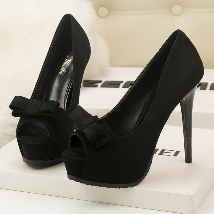 13CM Fashion Super High Heel Waterproof Fish Mouth Bow-knot Sexy Stiletto Wedding Party Sandals