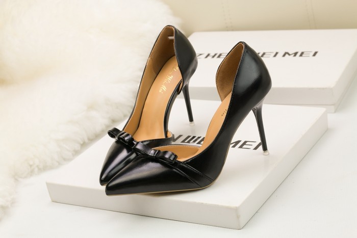 Asmxing 9CM Shallow Hollow Pointed Bow High Stiletto Dress Wedding Party Elegant Heeled Sandals