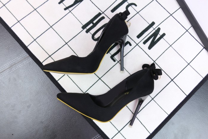 Asmxing 11CM Suede Sweet Shallow Pointed Dress Elegant Sandals