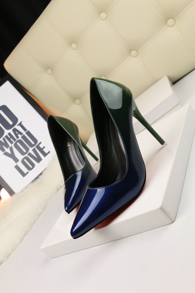 Asmxing 10.5CM Pointed Patent Leather Gradient Sweet Dress Elegant Heeled Sandals