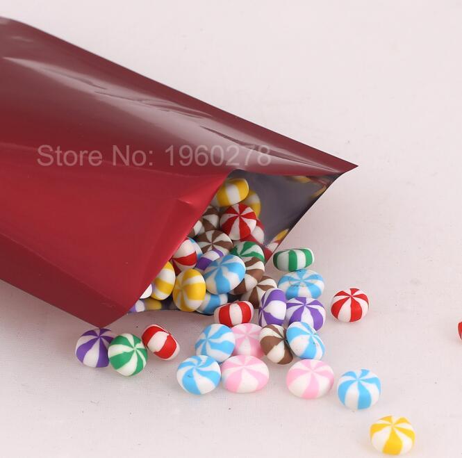 Variety of Sizes recyclable packing bag heat sealing open top aluminum foil Vacuum Package Pouch red flat Mylar bag 100pcs/lot