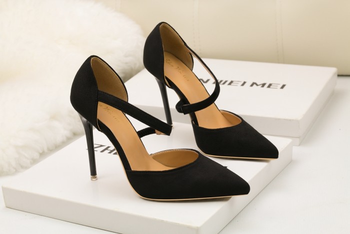 Asmxing 11CM Sexy Shallow Straps Pointed Hollow Sidecut Dress Wedding Party Elegant Heeled Sandals