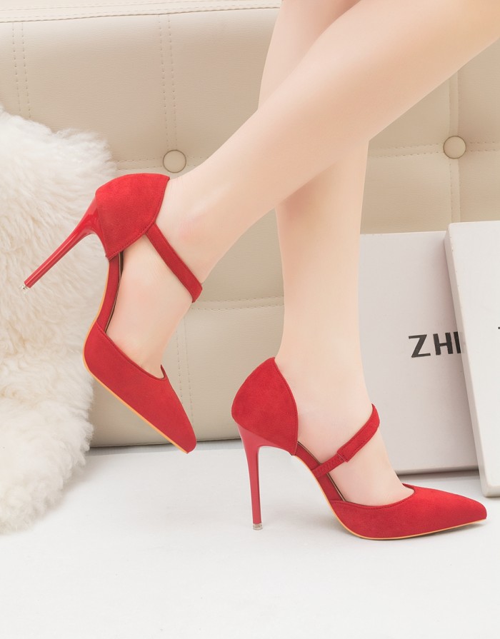 Asmxing 11CM Sexy Shallow Straps Pointed Hollow Sidecut Dress Wedding Party Elegant Heeled Sandals