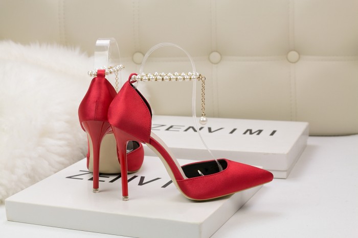 Asmxing Sweet Shallow Pointed Sidecut Dress Elegant Heeled Sandals