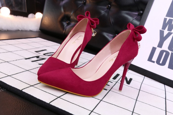 Asmxing 11CM Suede Sweet Shallow Pointed Dress Elegant Sandals