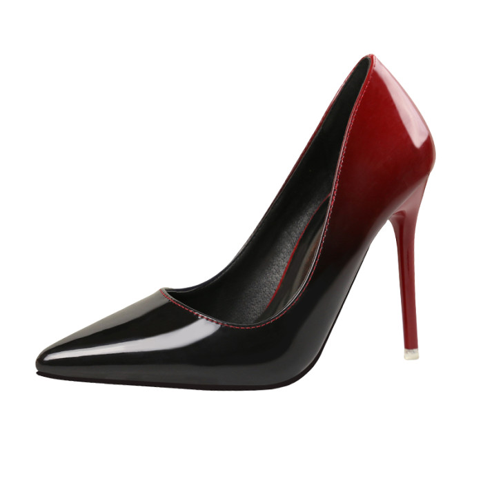 Asmxing 10.5CM Pointed Patent Leather Gradient Sweet Dress Elegant Heeled Sandals