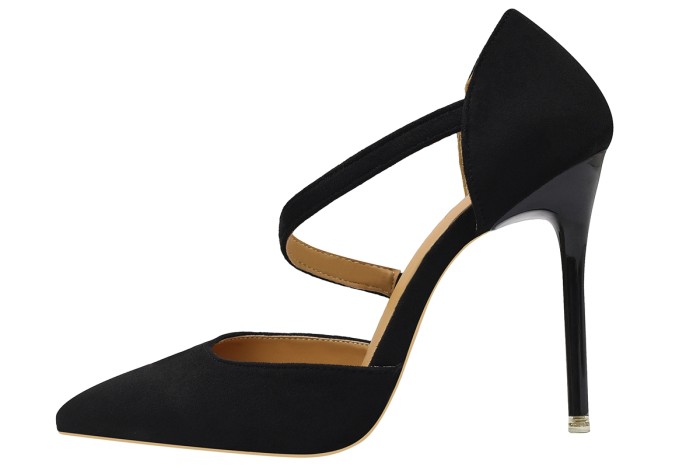 Asmxing 11CM Sexy Shallow Straps Pointed Hollow Sidecut Dress Wedding Party Elegant Heeled Sandals