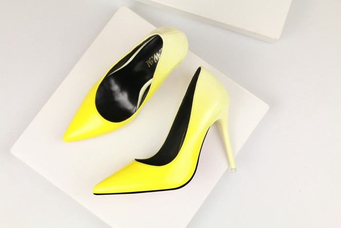 Asmxing 10.5CM Pointed Patent Leather Gradient Sweet Dress Elegant Heeled Sandals