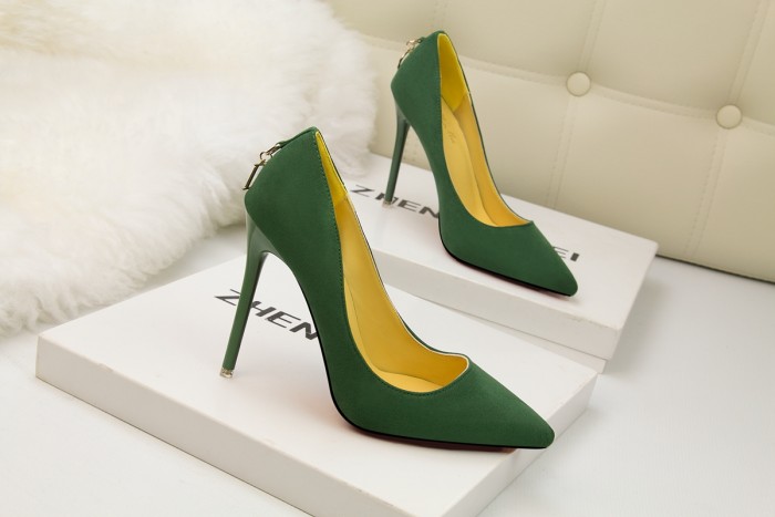 Asmxing 11CM Suede Shallow Pointed D buckle Dress Wedding Party Elegant Heeled Sandals
