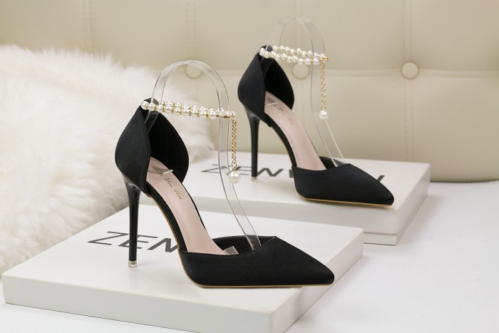 Asmxing Sweet Shallow Pointed Sidecut Dress Elegant Heeled Sandals