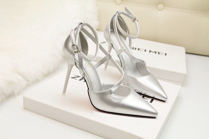 Asmxing 9CM PU Hollow Sidecut High Stiletto Dress Wedding Party Elegant Heeled Sandals