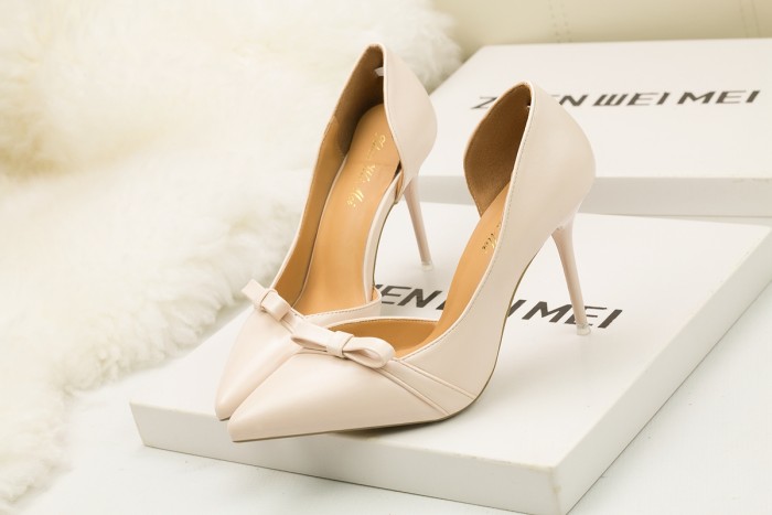 Asmxing 9CM Shallow Hollow Pointed Bow High Stiletto Dress Wedding Party Elegant Heeled Sandals
