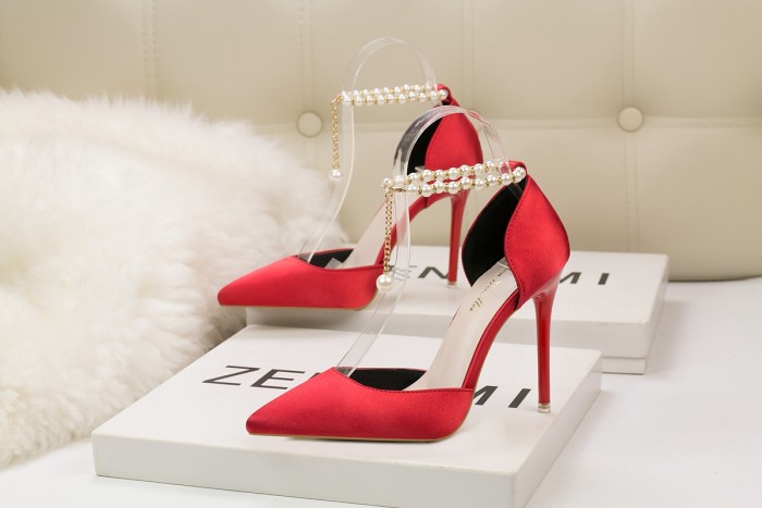 Asmxing Sweet Shallow Pointed Sidecut Dress Elegant Heeled Sandals