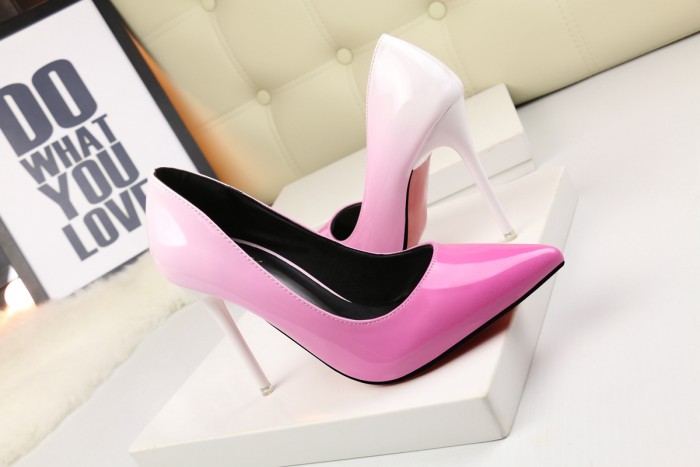 Asmxing 10.5CM Pointed Patent Leather Gradient Sweet Dress Elegant Heeled Sandals