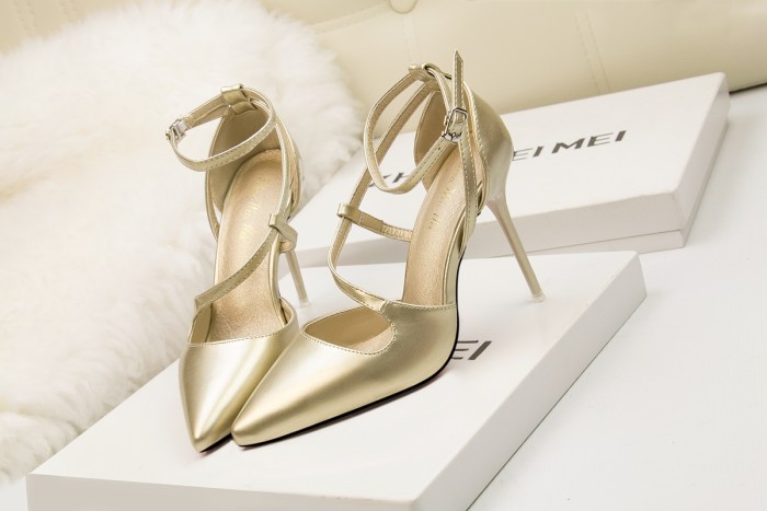 Asmxing 9CM PU Hollow Sidecut High Stiletto Dress Wedding Party Elegant Heeled Sandals