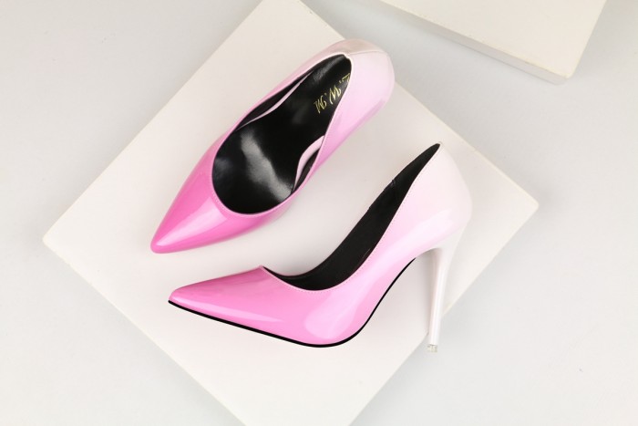 Asmxing 10.5CM Pointed Patent Leather Gradient Sweet Dress Elegant Heeled Sandals