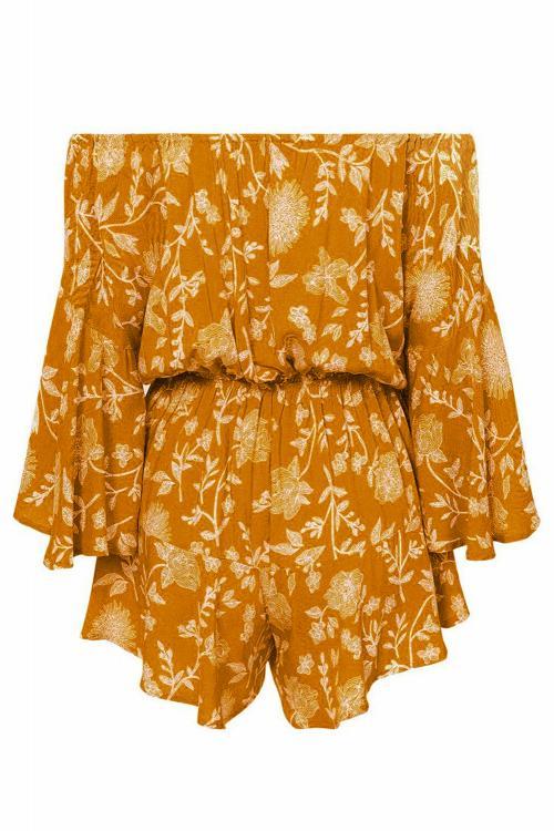 Yellow Off Shoulder Boho Romper