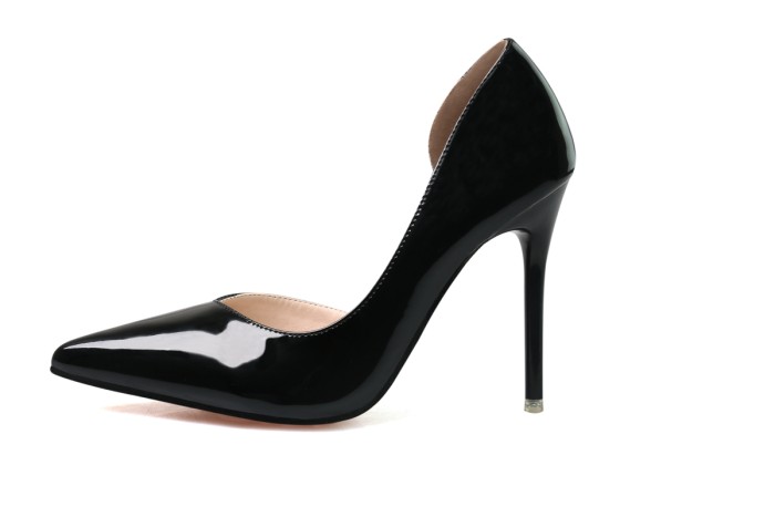 10CM Patent leather Metal Hollow Sidecut High Stiletto Dress Wedding Party Elegant Heeled Sandals