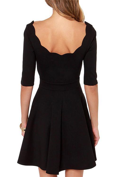 Solid Color Long Sleeve Mini Dress