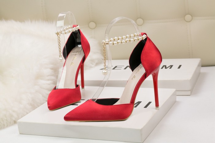 Asmxing Sweet Shallow Pointed Sidecut Dress Elegant Heeled Sandals