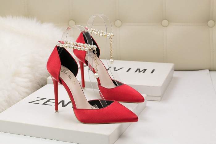 Asmxing Sweet Shallow Pointed Sidecut Dress Elegant Heeled Sandals