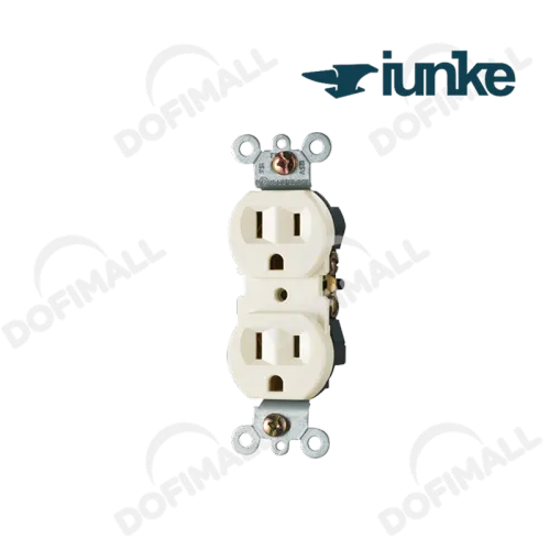TOMACORRIENTE DOBLE POLO TIERRA COLOR MARFIL 15A