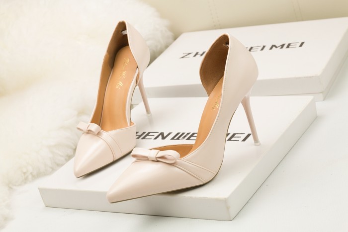 Asmxing 9CM Shallow Hollow Pointed Bow High Stiletto Dress Wedding Party Elegant Heeled Sandals