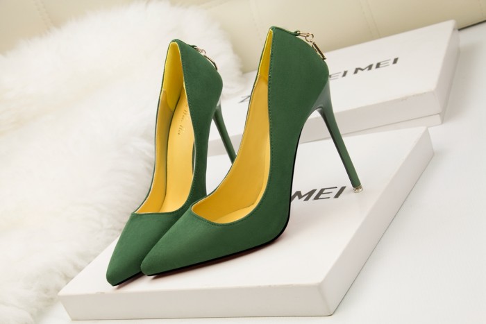 Asmxing 11CM Suede Shallow Pointed D buckle Dress Wedding Party Elegant Heeled Sandals
