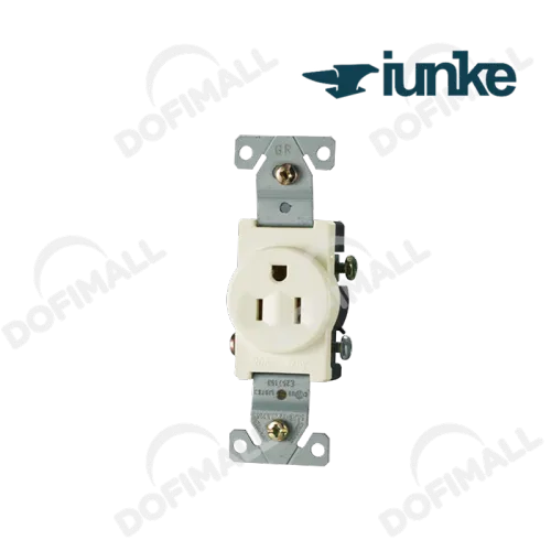 TOMACORRIENTE SENCILLO POLO TIERRA COLOR MARFIL 15A
