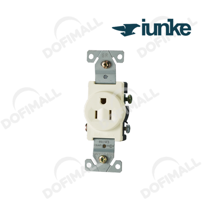 TOMACORRIENTE SENCILLO POLO TIERRA COLOR MARFIL 15A