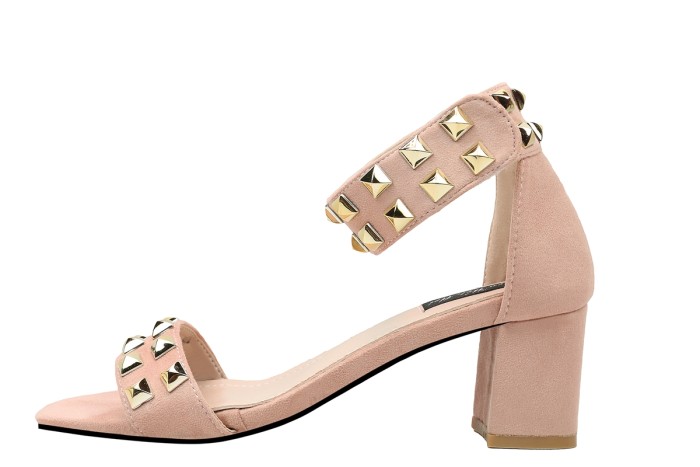 7CM Fashionable Sexy Suede Heel Rivets Elegant Heeled Sandals